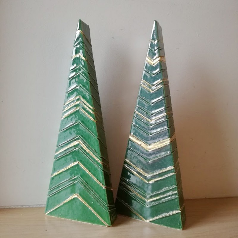 Minimalist Xmas tree, ceramic Christmas tree sculpture, pointy modern xmas tree miniature