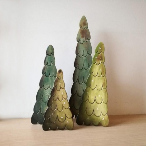 Double Chritmas tree, ceramic xmas trees connected, light green ad dark green Xmas trees set, Christmas decor