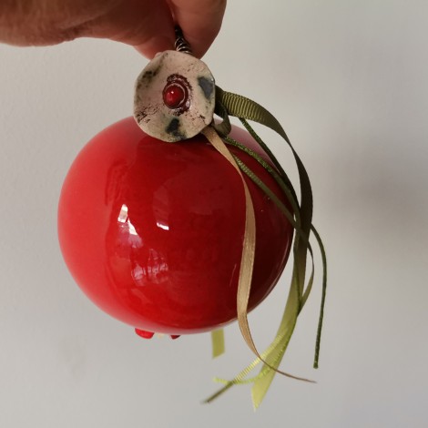 Red ceramic pomegranate