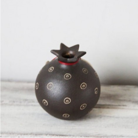 Ceramic pomegranate with 2026 lucky pomegranate in black with ivory 2026 charm 2