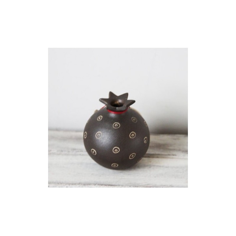 Ceramic pomegranate with 2026 lucky pomegranate in black with ivory 2026 charm