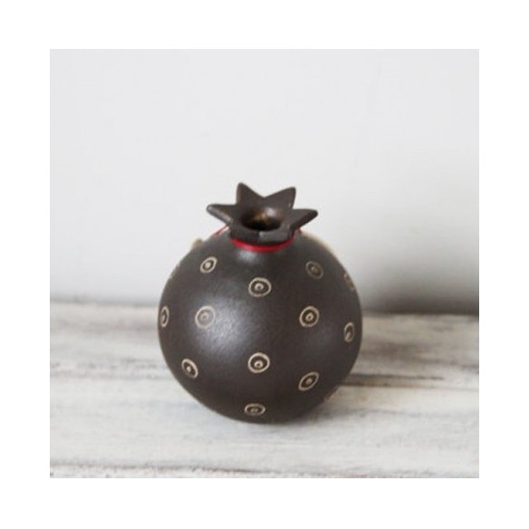 Ceramic pomegranate with 2026 lucky pomegranate in black with ivory 2026 charm