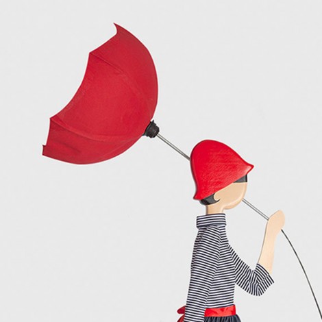 Girl with umbrella wooden lamp 2