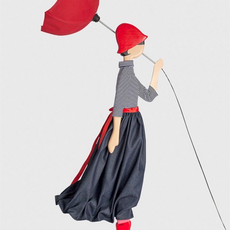 Girl with umbrella wooden lamp