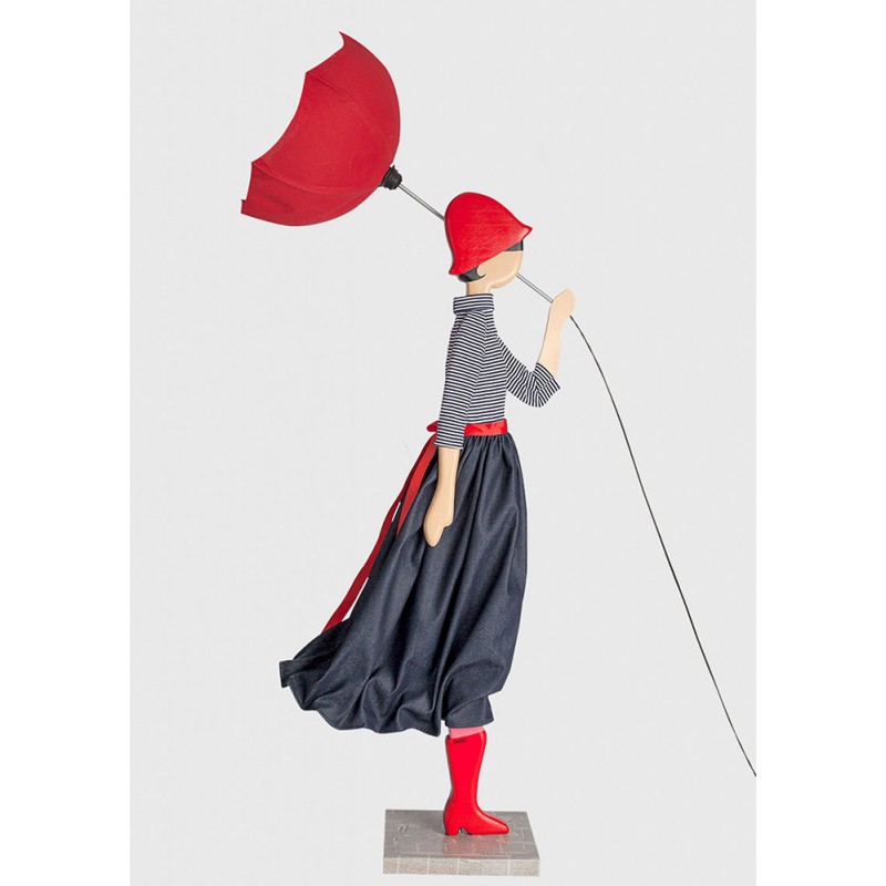 Girl with umbrella wooden lamp