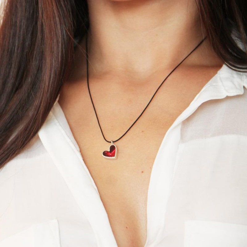 Red heart necklace in sterling...
