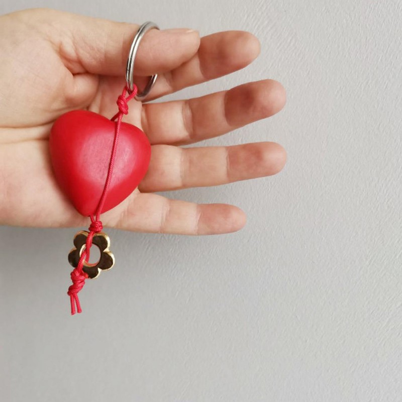 Red heart key ring