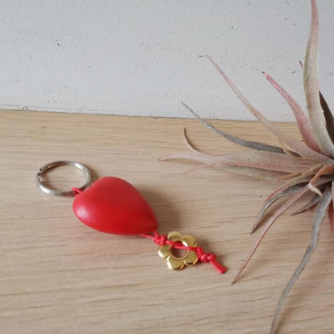 Red heart key ring, red wooden heart key holder, Valentines 2