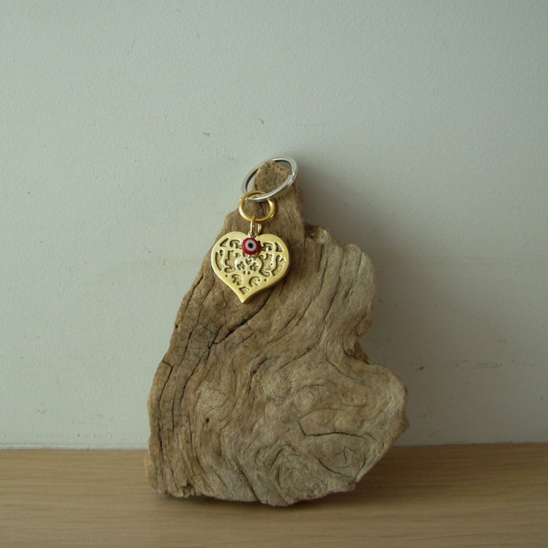 Brass heart keyring