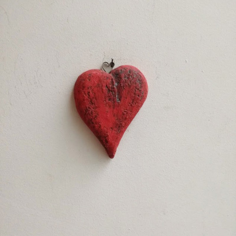 Ceramic heart wall hanging, small, ceramic heart sculpture