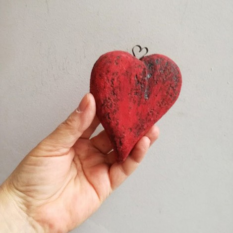 Ceramic heart wall hanging, small, ceramic heart sculpture 2