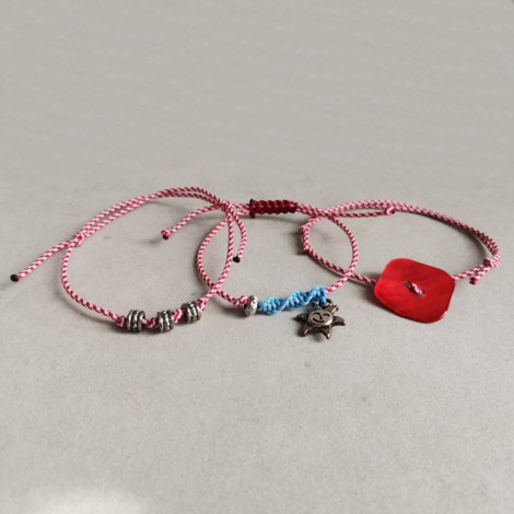 Sun March bracelet, acrylic cord March bracelet, red white, bracelet 2
