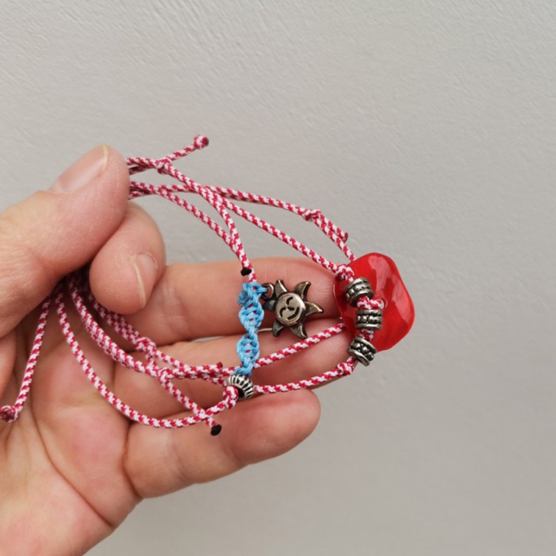 Sun March bracelet, acrylic cord March bracelet, red white, bracelet