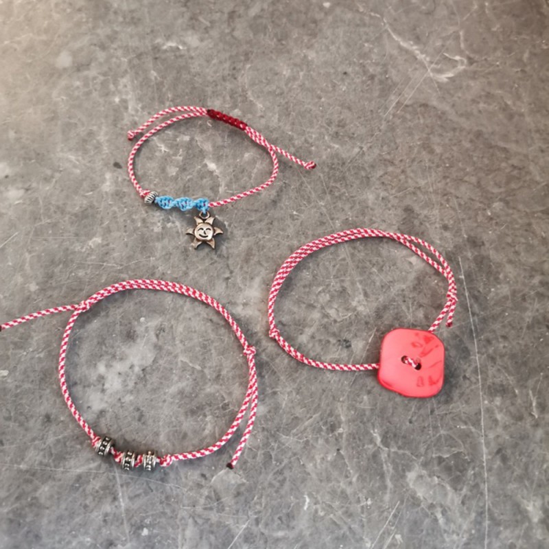 Sun March bracelet, acrylic cord March bracelet, red white, bracelet
