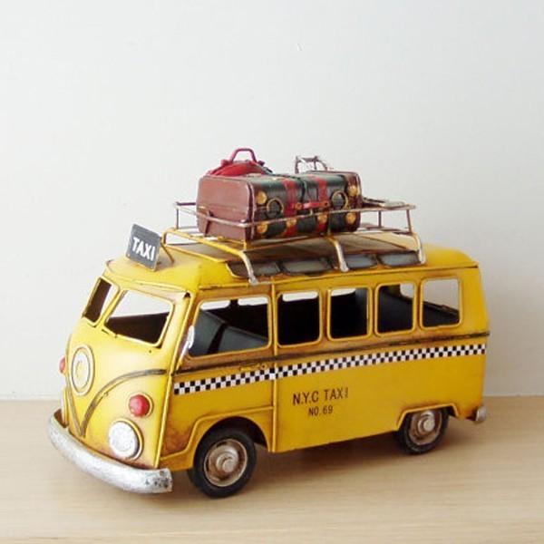 NYC taxi van, yellow VW taxi van miniature, metal collectible retro van ...