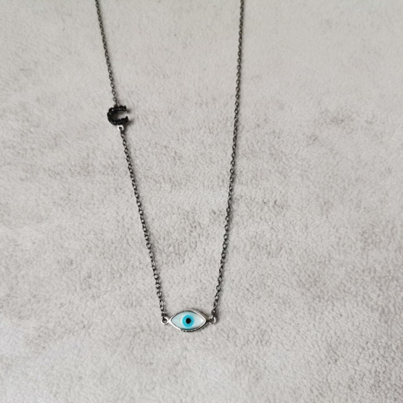 Silver eye necklace
