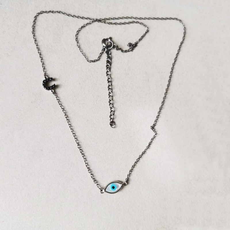 Silver eye necklace