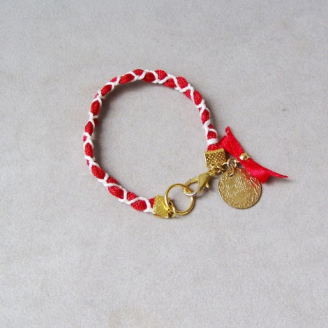 Red white March bracelet, Greek folk bracelet, red and white bracelet 2