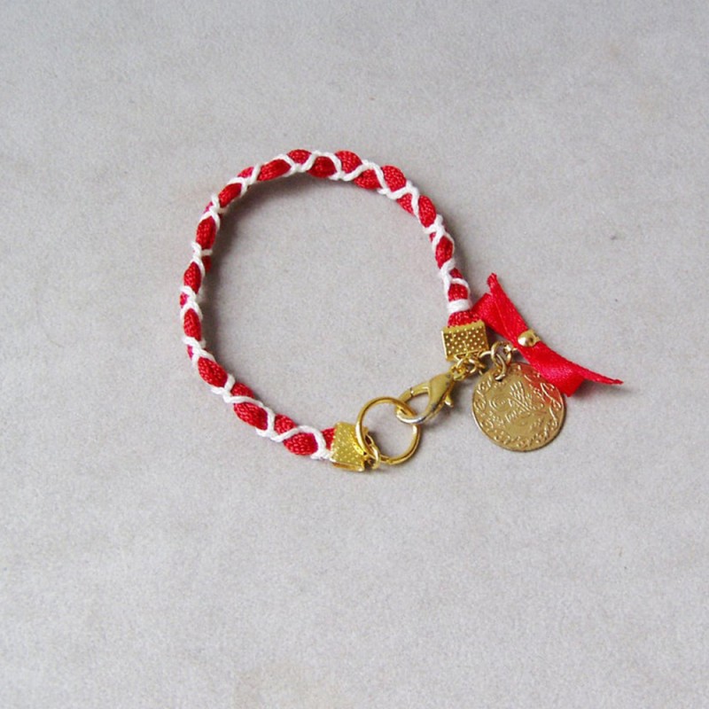 Red white March bracelet, Greek folk bracelet, red and white bracelet