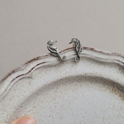 Seahorse stud earrings, solid sterling silver, seahorse earrings
