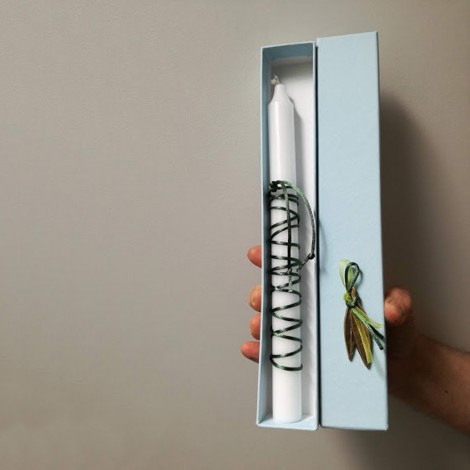 Greek Easter candle in box, Easter candle in box with olive charm, 2