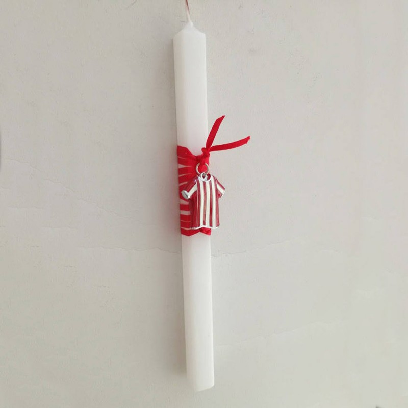 Football Easter candle, Olympiakos candle, boys Greek Easter candle with Olympiacos colors jersey