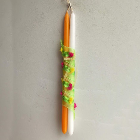Double easter candle, orange white easter candle for teens and women 2