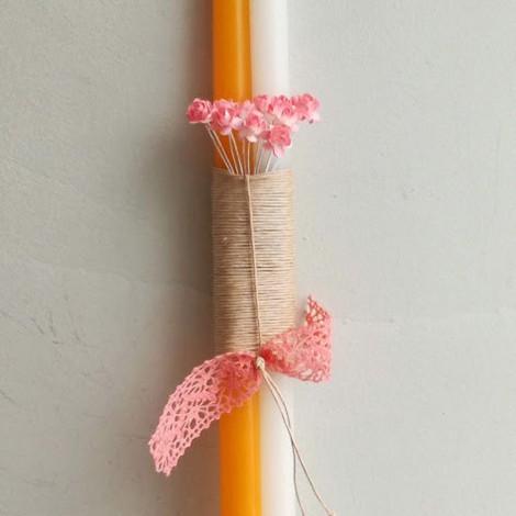 Double easter candle, orange white easter candle for teens and women 2