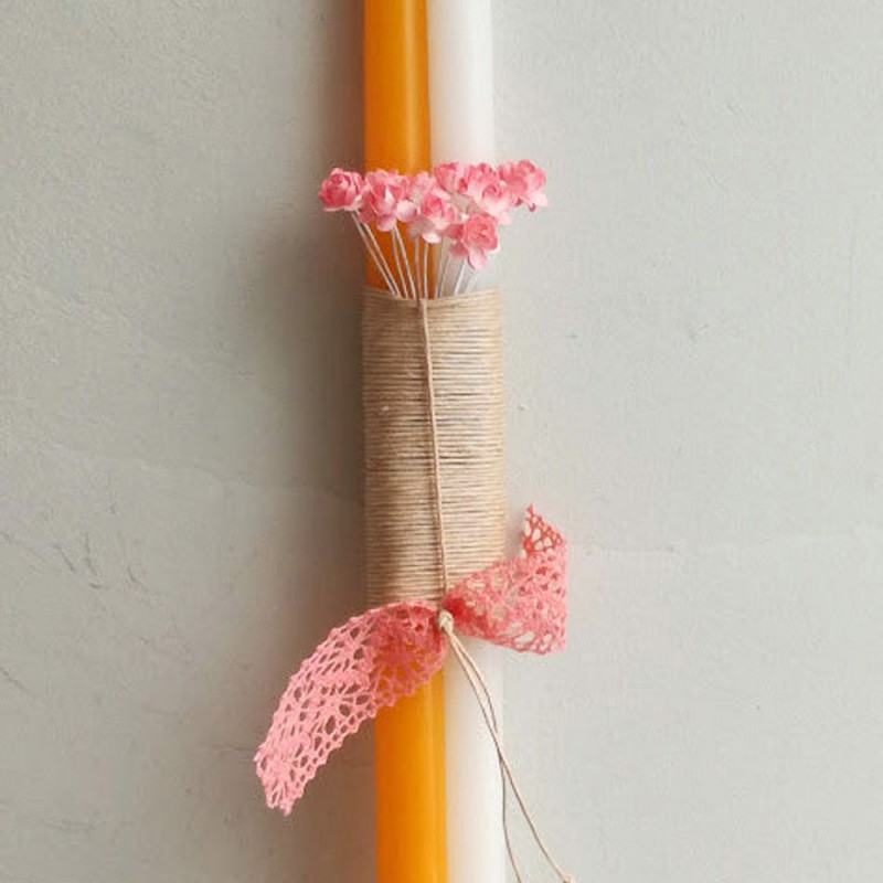 Double easter candle, orange white easter candle for teens and women