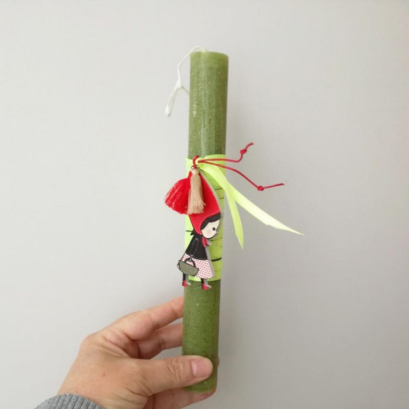 Red Riding Hood Easter candle, olive...