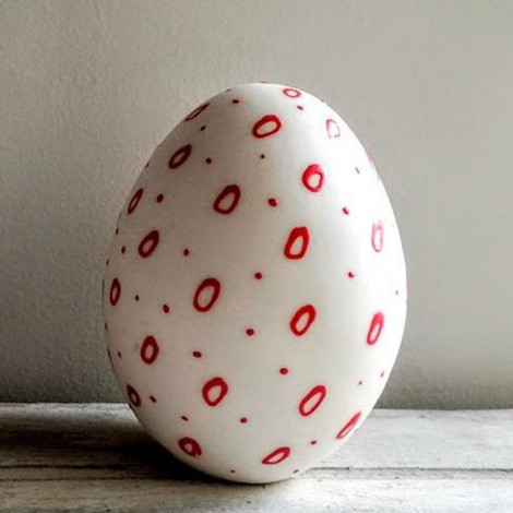 White Easter eggs, porcelain, Easter eggs, eggs with red circles, 2