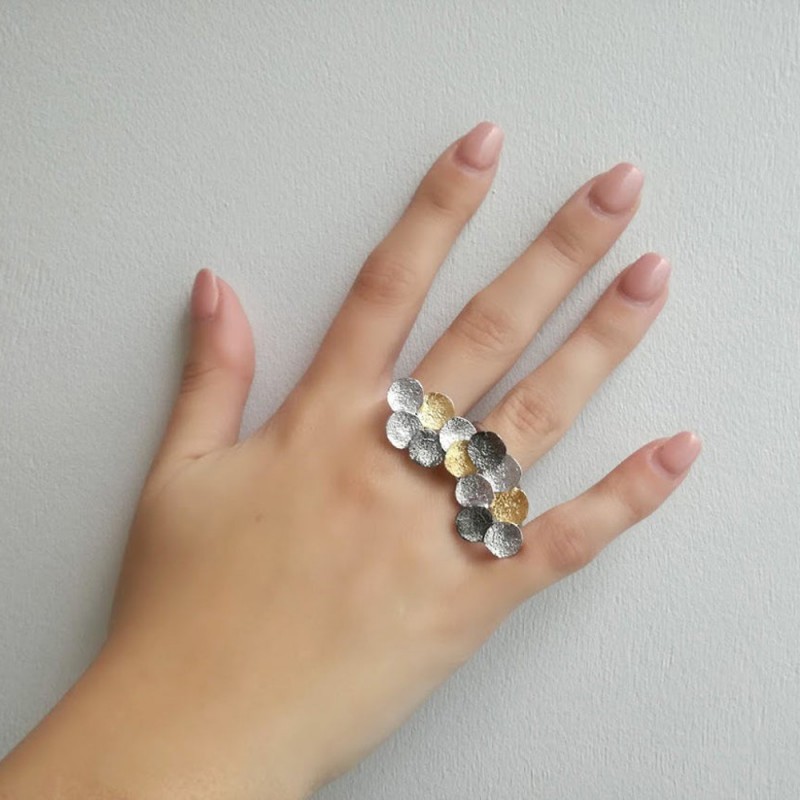 Large cloud ring, silver cloud statement ring, sterling silver ring