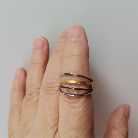 Multi band ring, silver gold dainty ring with four thin bands 2