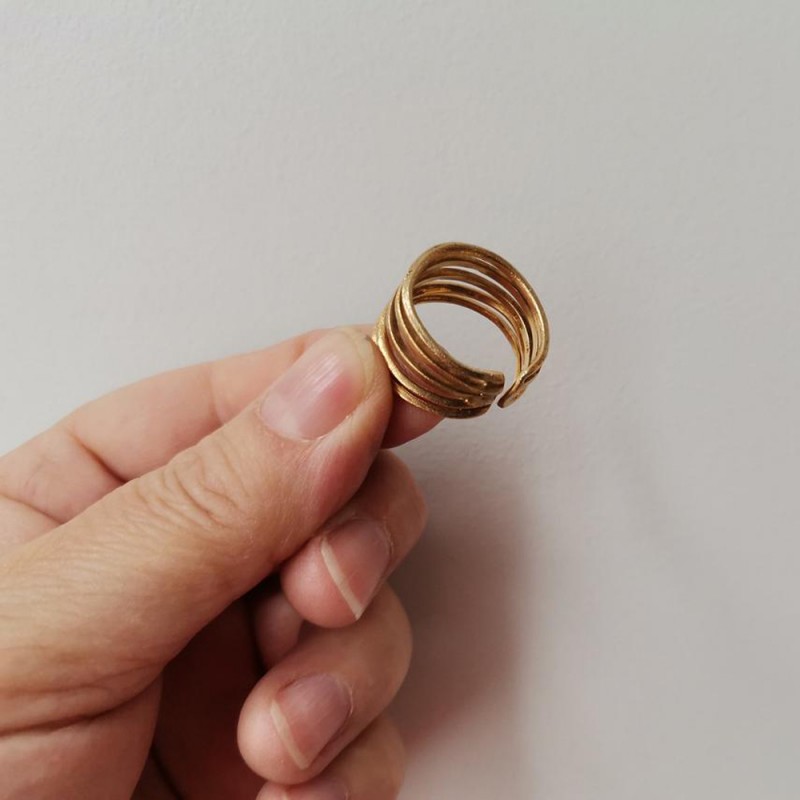 Multi band ring, gold dainty ring with five thin bands