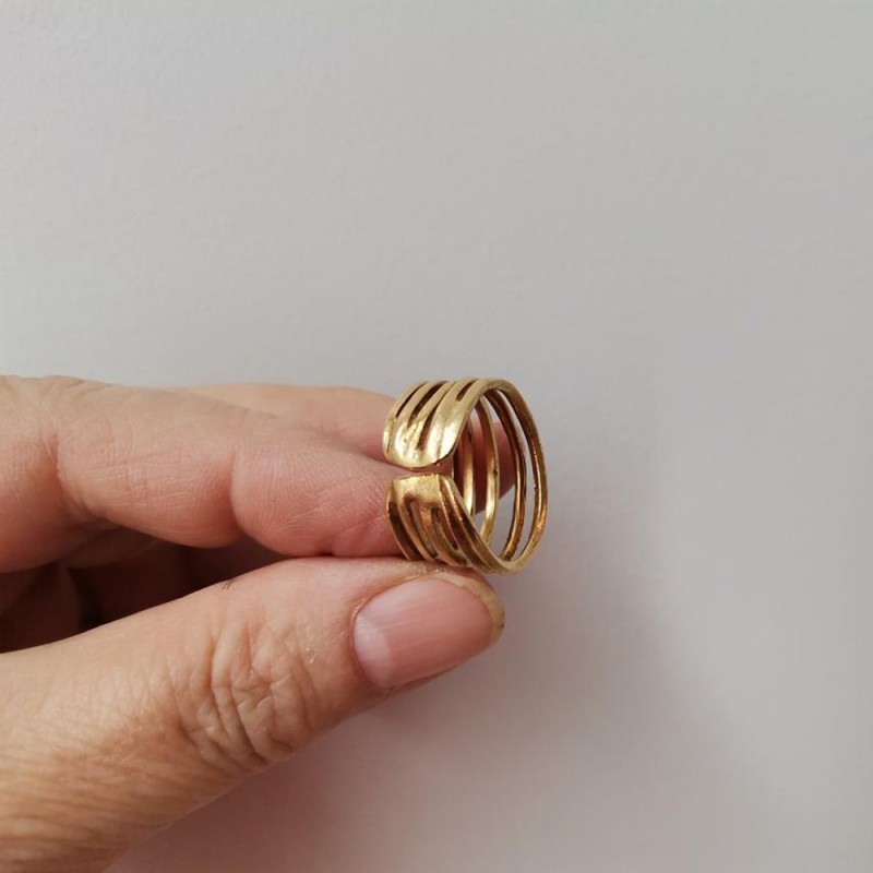 Multi band ring, gold dainty ring with five thin bands
