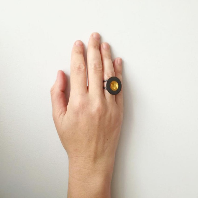 Gold black ring