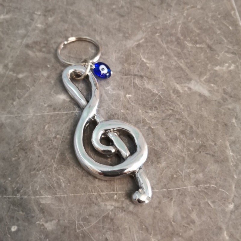 Treble clef key ring, aluminum...