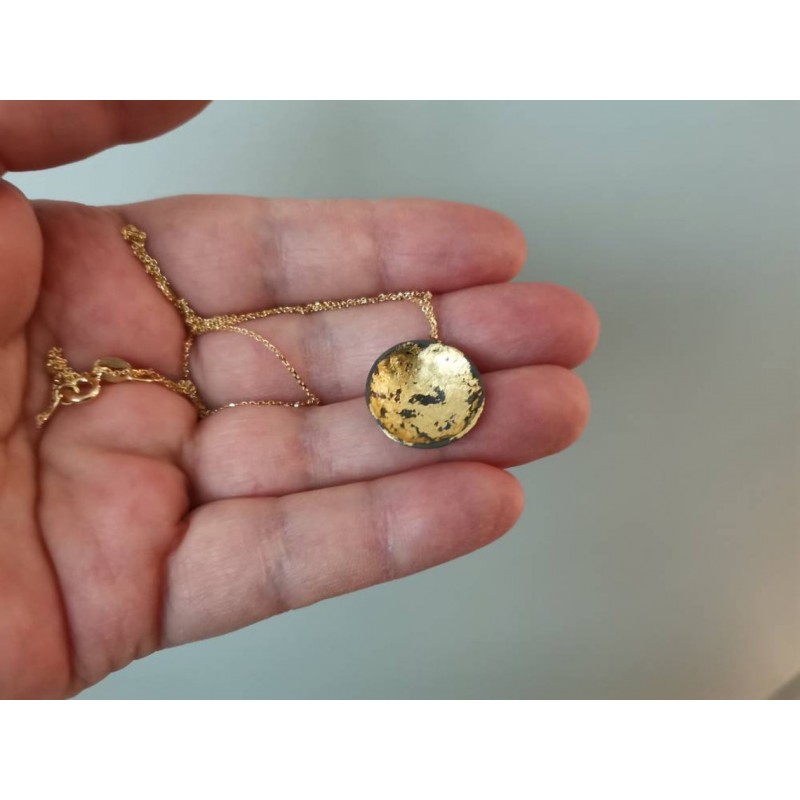 Oxidised gold pendant