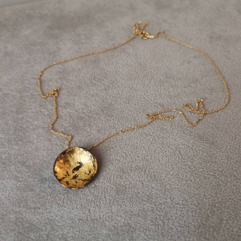 Oxidised gold pendant