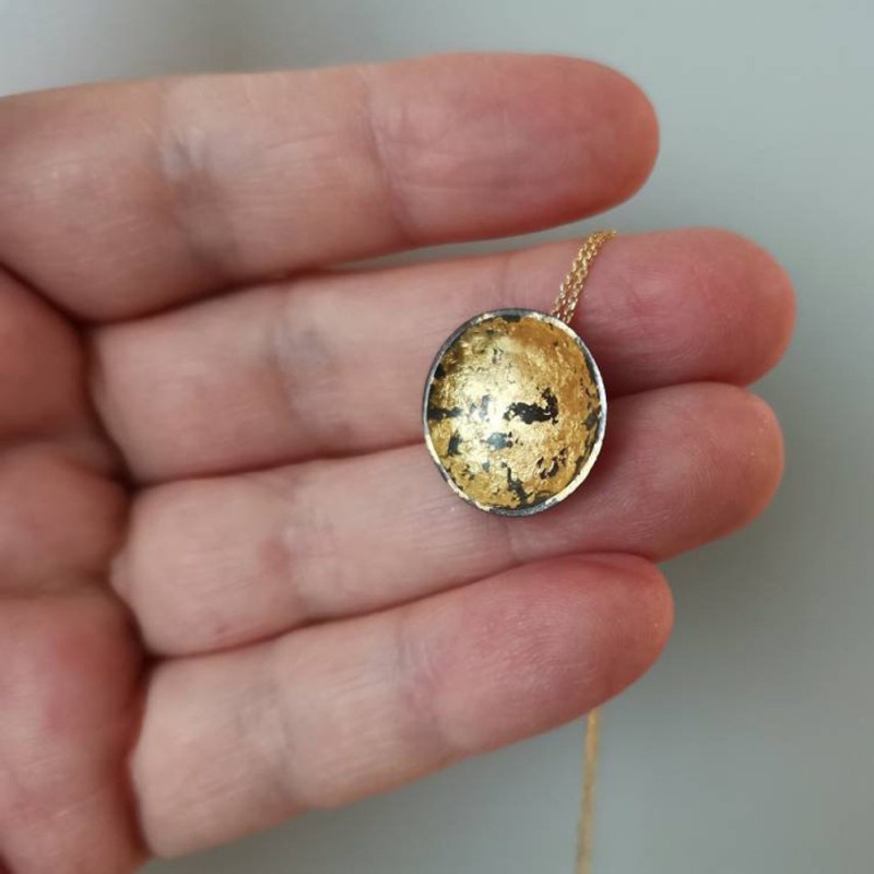 Oxidised gold pendant