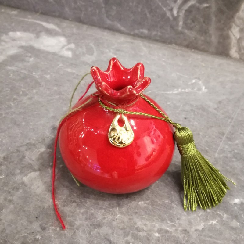 Red ceramic pomegranate