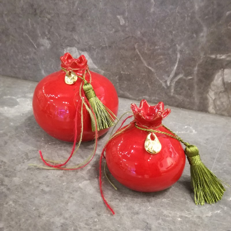 Red ceramic pomegranate