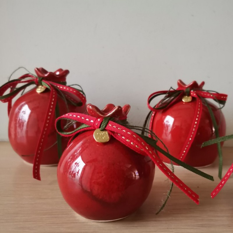 Red ceramic pomegranate