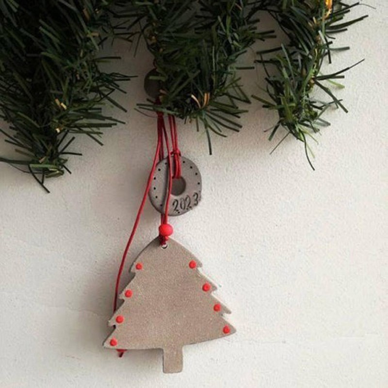 Christmas tree ornament, grey red,...