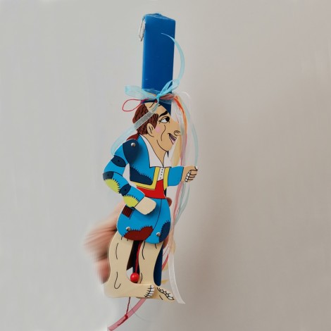 Greek Easter candle with Karagiozi puppet 2