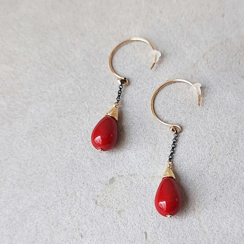 Drop coral earrings