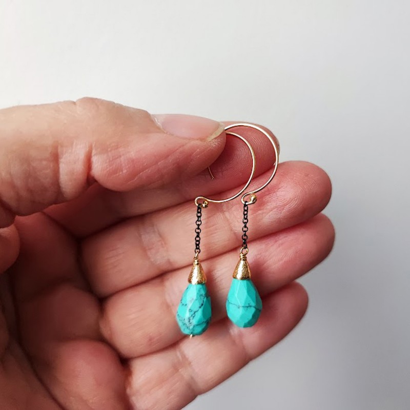 Drop turquoise earrings