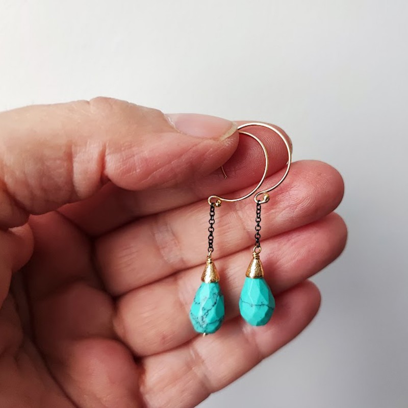 Drop turquoise earrings