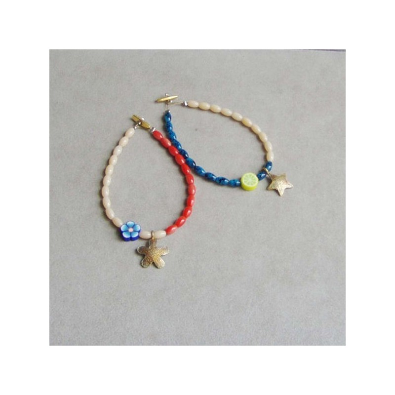 Colourful beaded bracelet with brass...