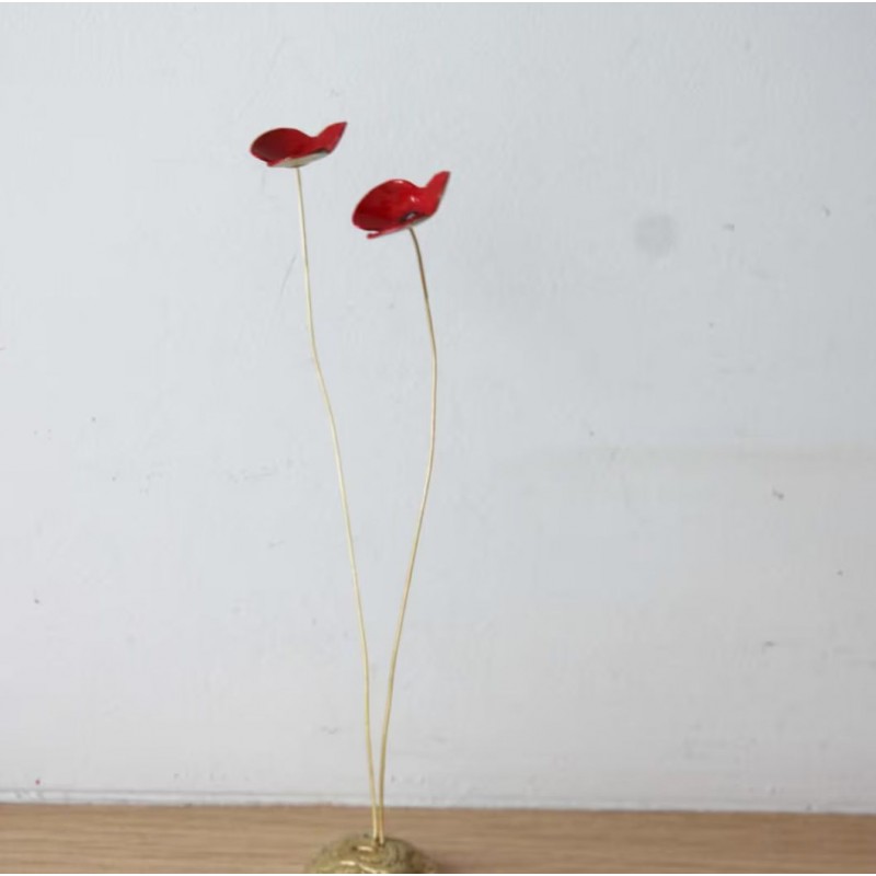 Red poppies metal sculpture